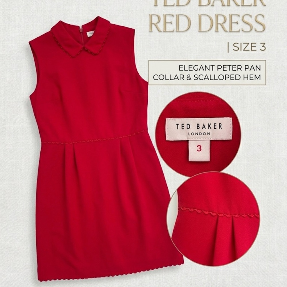 Ted Baker Red Sleeveless Peter Pan Collar Dress for Girls